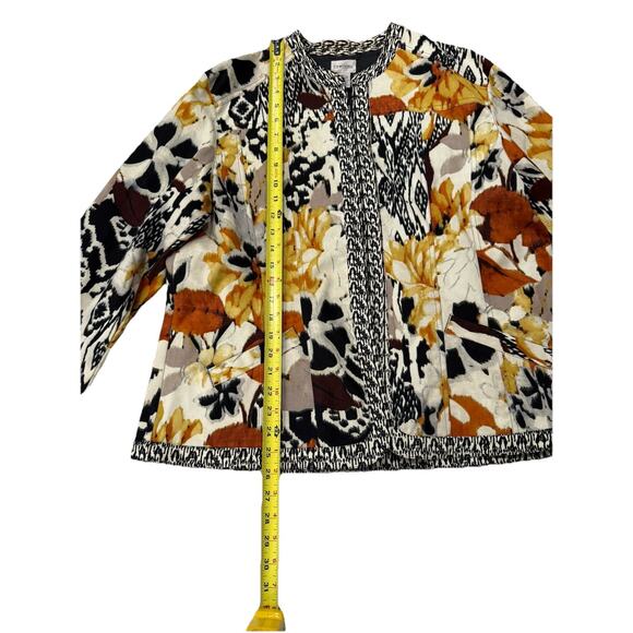 Chico’s Womens Bold Floral Print Jacket Size 2 (L) Fall Autumn Colors Boho Artsy - Picture 5 of 8